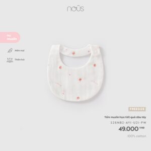 Yếm muslin họa tiết quả dâu tây U21