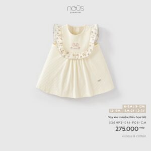 Váy xòe màu be thêu họa tiết F08