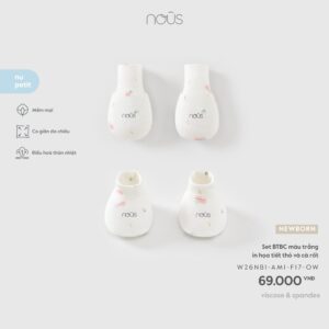 Set BTBC màu trắng in họa tiết thỏ và cà rốt