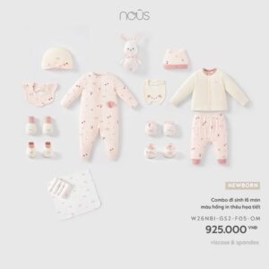 Combo đi sinh 16 món màu hồng in thêu họa tiết F05