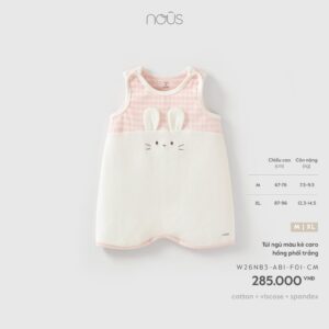 Túi ngủ màu kẻ caro hồng phối trắng F01