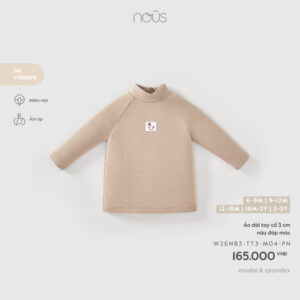 Áo dài tay cổ 3 cm nâu đáp mác